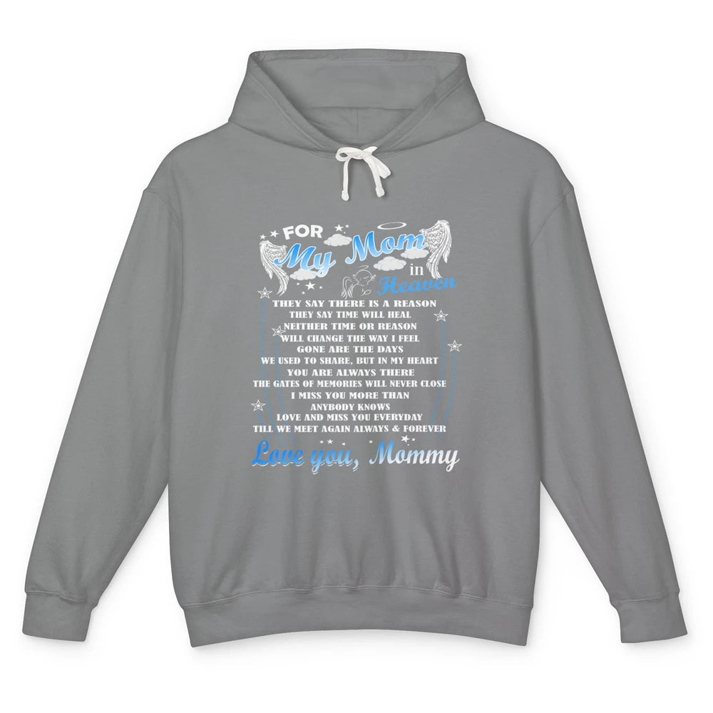 My Mom In Heaven Angel Wings Mother In Memories My Guardian Unisex Lightweight Hoodie