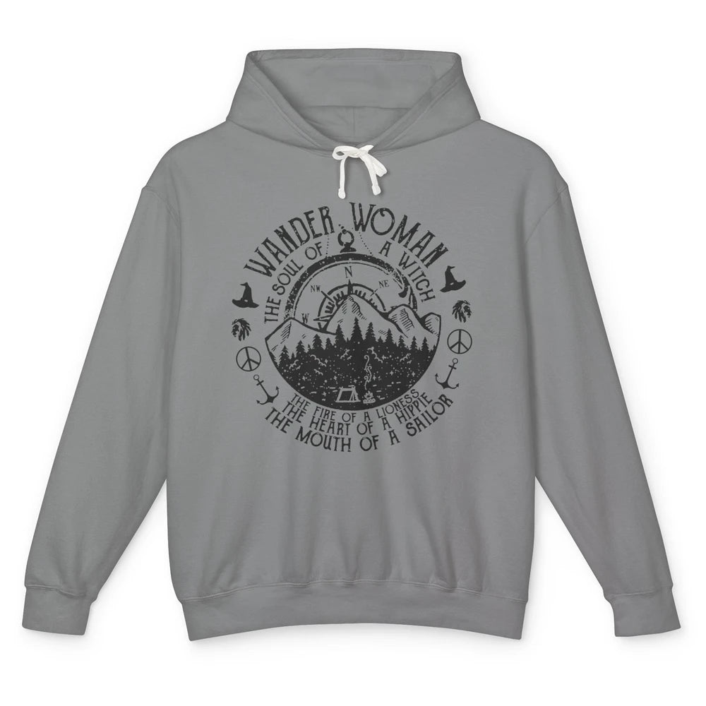 Retro Soul Of A Witch Wander Woman Compass Hiking Camping Unisex Lightweight Hoodie