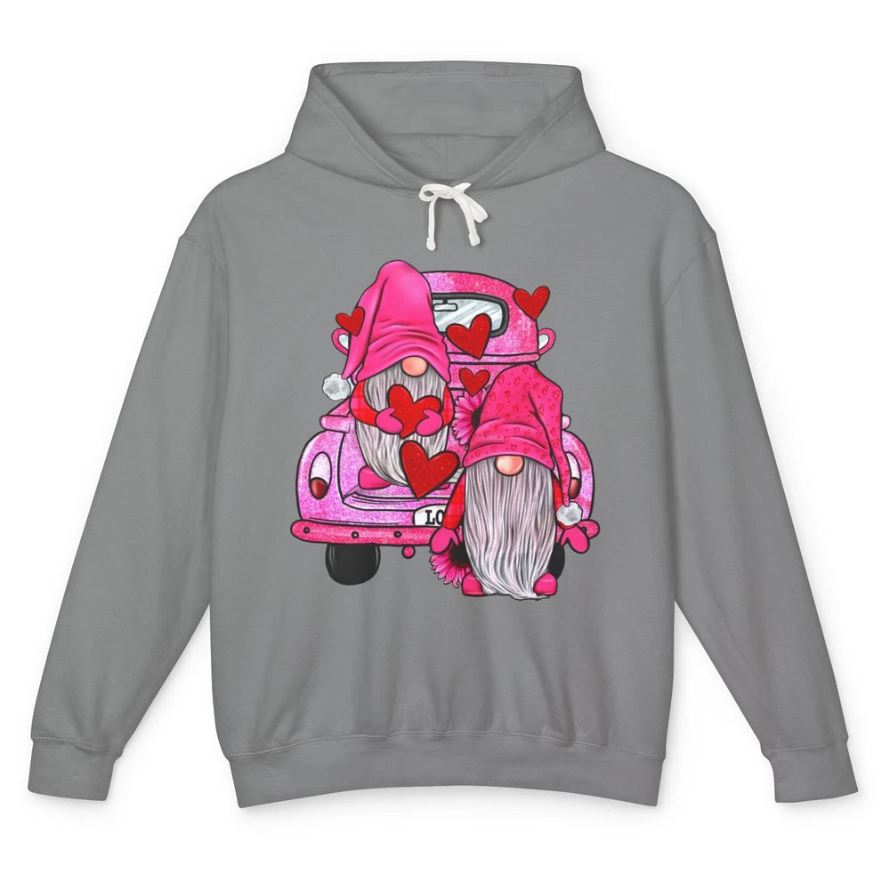 Pink Gnomes Truck Valentines Loads Of Love Western Valentine Unisex Lightweight Hoodie