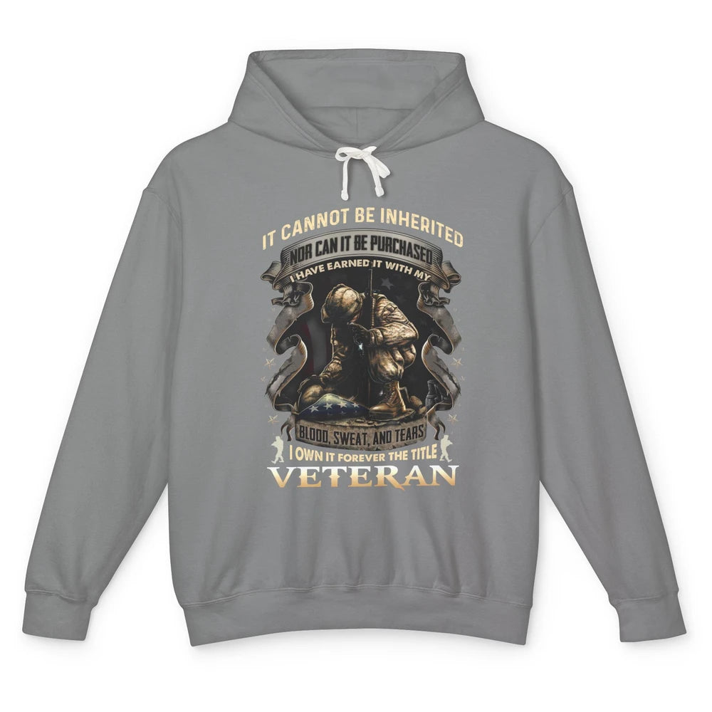 Proud American Veteran It Can't Be Heritated US Soldier Gift Unisex Lightweight Hoodie