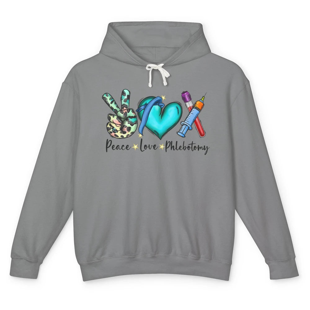 Phlebotomist Life Peace Love Phlebotomy Leopard Nurse Life Unisex Lightweight Hoodie