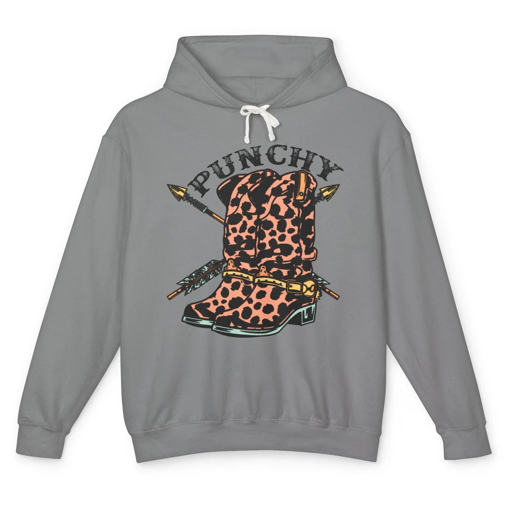 Retro Cowgirl Boots Leopard Punchy Western Country Cowboy Unisex Lightweight Hoodie