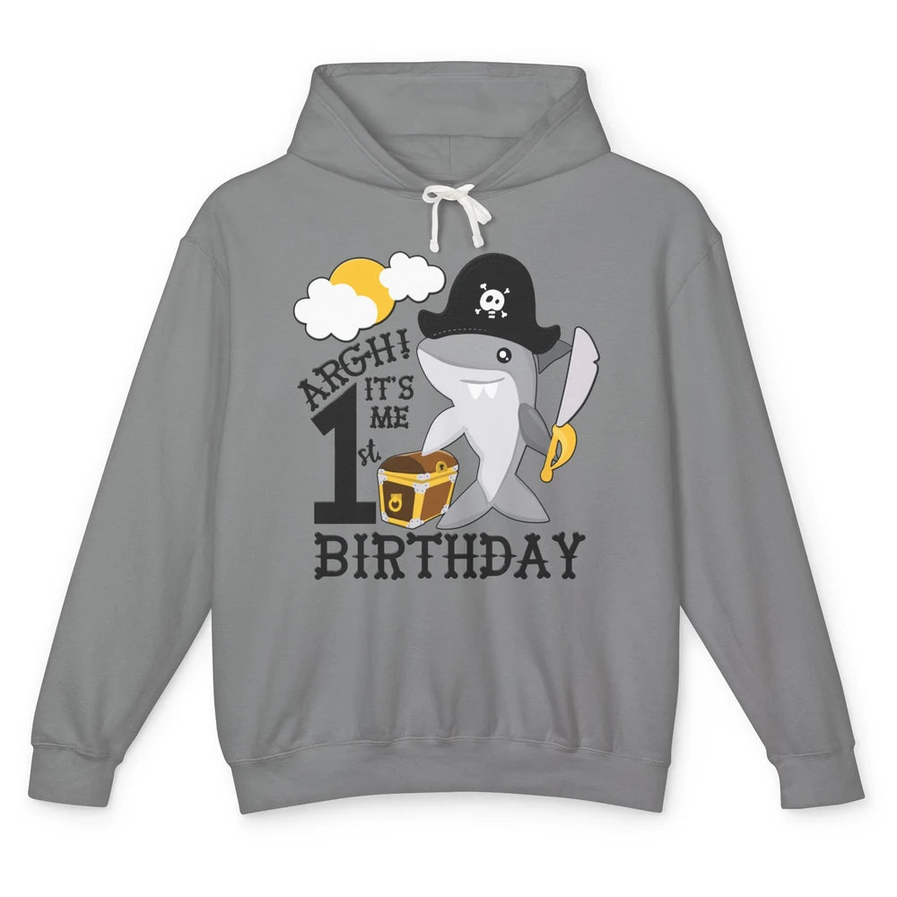 Pirate Shark 1st Birthday Party 1st Birthday Boy Girl Gift Unisex Lightweight Hoodie