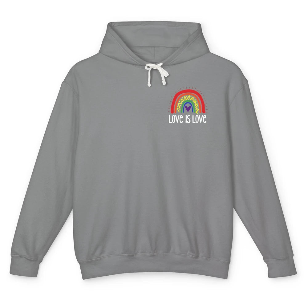 Rainbow Love Is Love LGBT Gay Pride Month Rainbow Flag Unisex Lightweight Hoodie
