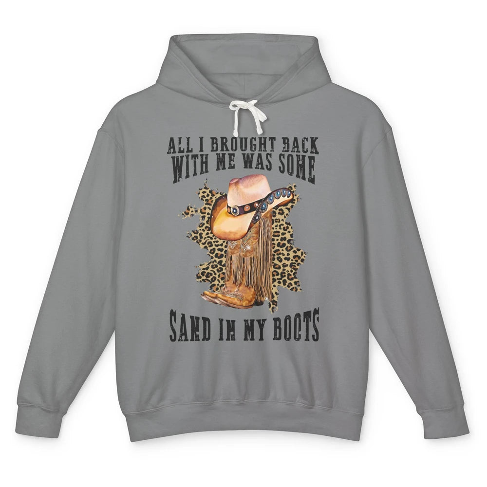 Retro Leopard Sand In My Boot Western Country Cowgirl Cowboy Unisex Lightweight Hoodie