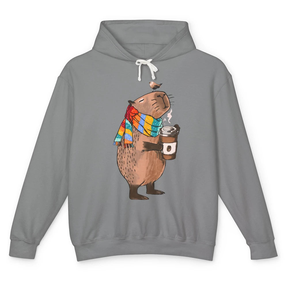 Retro Capybara Drinking Coffee Animal Stuffed Capybara Lover Unisex Lightweight Hoodie