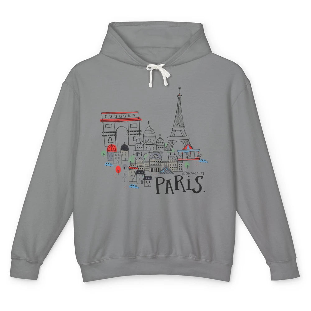 Paris Eiffel Tower Travel France Gift Paris Skyline Unisex Lightweight Hoodie