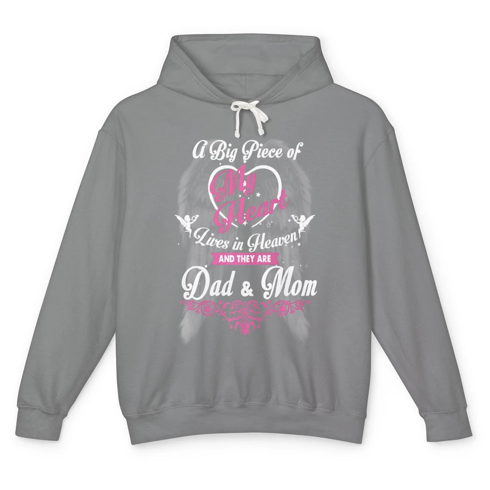 Parents Heaven Dad And Mom In Heaven Angel Wings Guardian Unisex Lightweight Hoodie