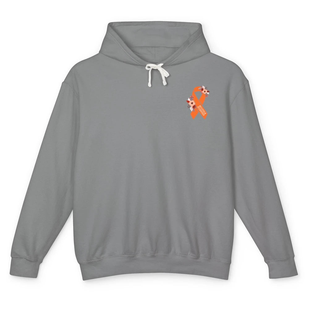 Multiple Sclerosis Awareness Floral Orange Ribbon Rainbow Unisex Lightweight Hoodie
