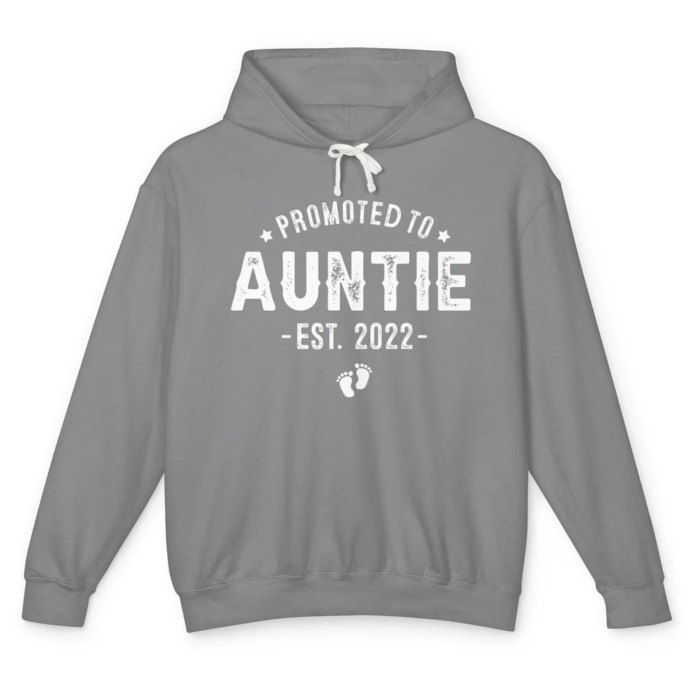 Promoted To Auntie Est 2022 Auntie To Be Pregnancy Reveal Unisex Lightweight Hoodie