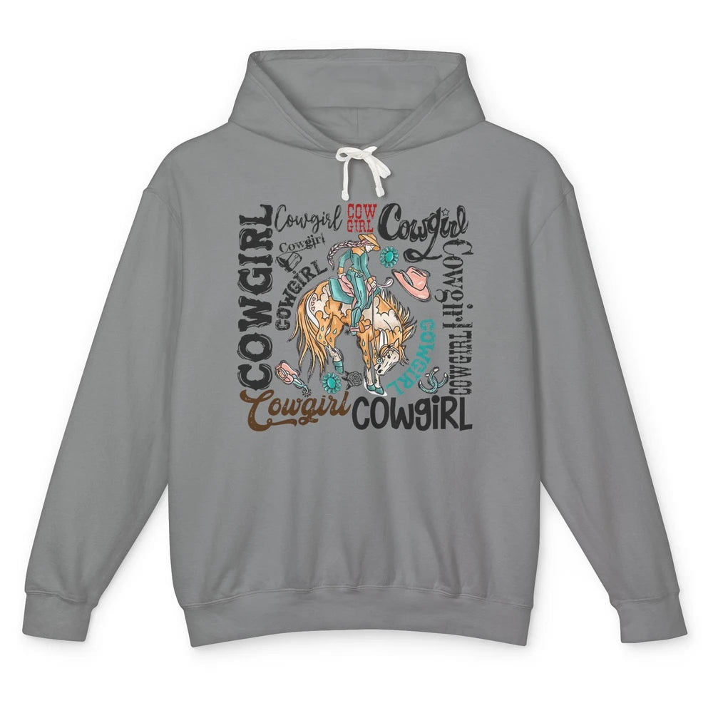 Retro Cowgirl Rodeo Wild Western Country Cowboy Hat Unisex Lightweight Hoodie