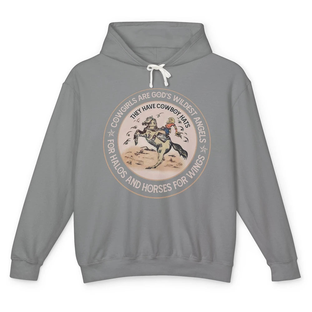 Retro Cowgirls Are God's Wildest Angel Western Country Rodeo Unisex Lightweight Hoodie