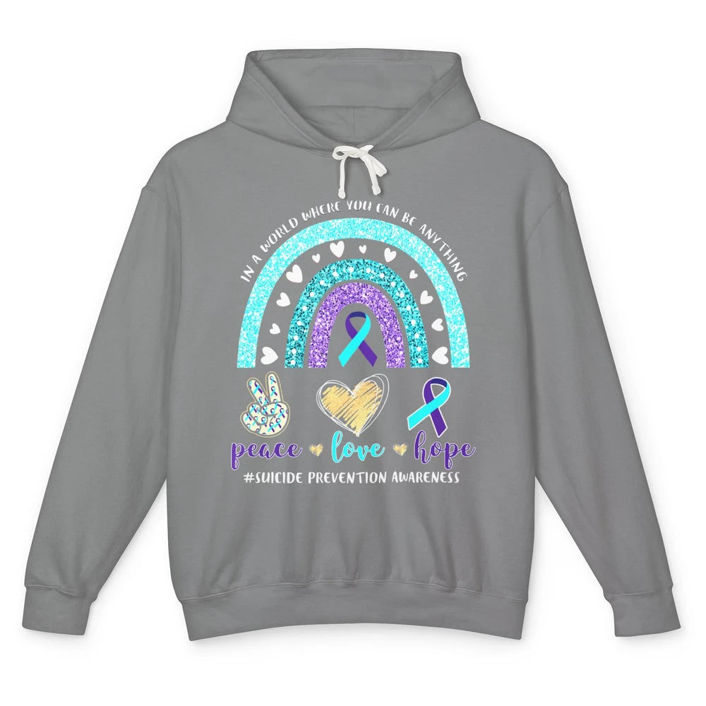 Peace Hope Love Rainbow Suicide Prevention Awareness Month Unisex Lightweight Hoodie
