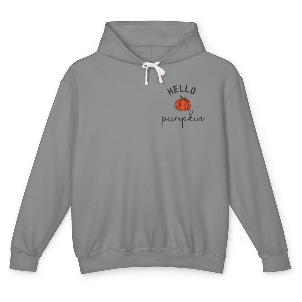 Pumpkin Halloween Hello Pumpkin Fall Thanksgiving Pocket Unisex Lightweight Hoodie