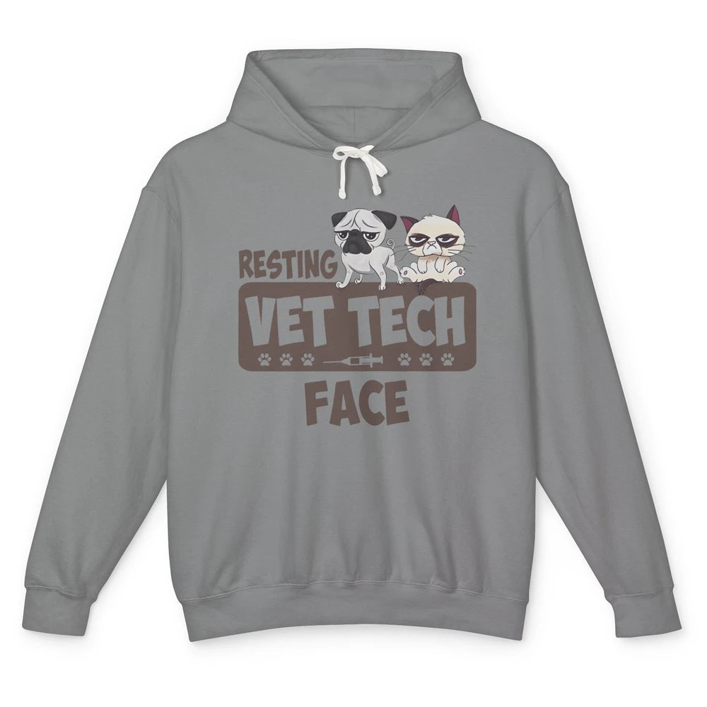 Resting Vet Tech Animal Face Nurse Veterinarian Dog Cat Paw Unisex Lightweight Hoodie