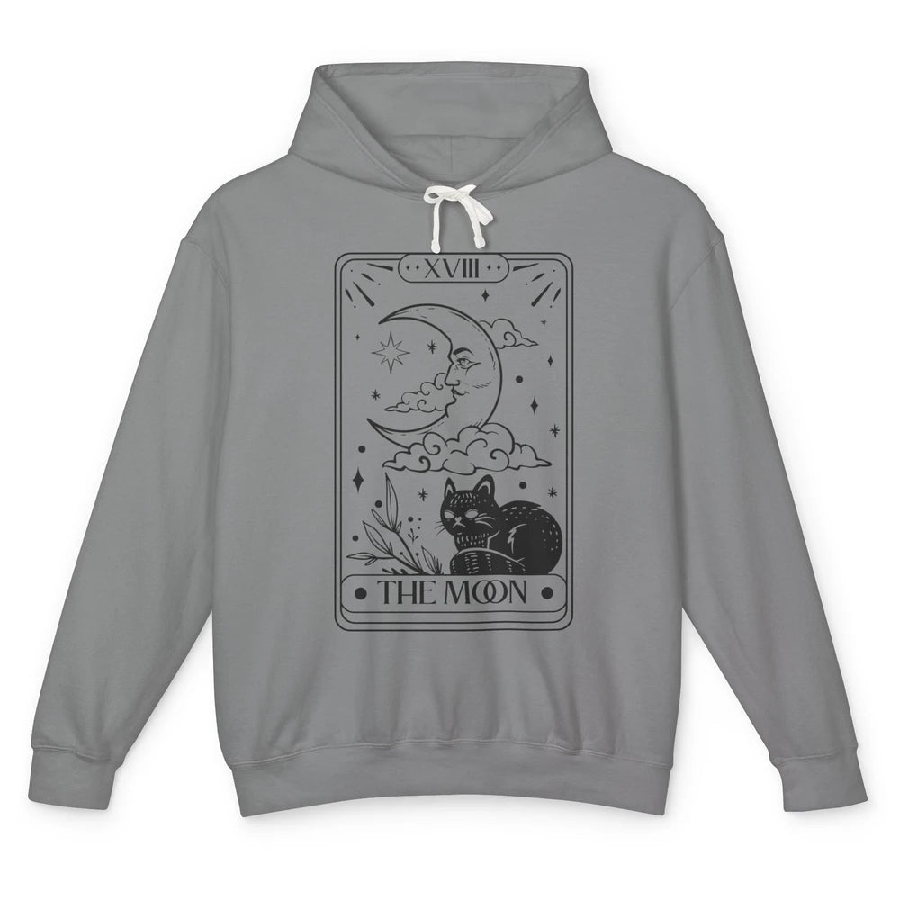 Retro Halloween Cat Witch The Moon Tarot Card Witchcraft Unisex Lightweight Hoodie
