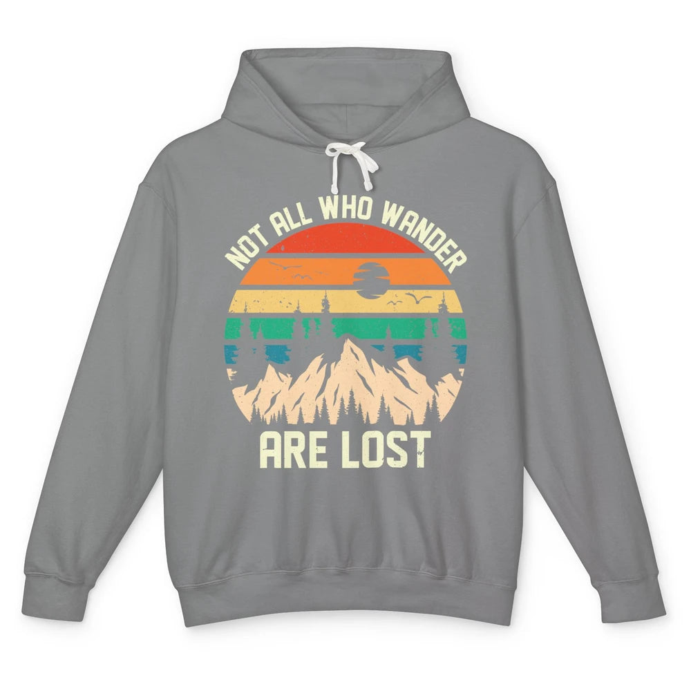 Retro Mountain Sunset Camping Not All Who Wander Are Lost Unisex Lightweight Hoodie