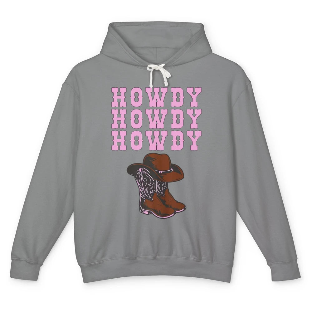 Retro Cowgirl Boots And Hat Howdy Western Country Cowboy Unisex Lightweight Hoodie