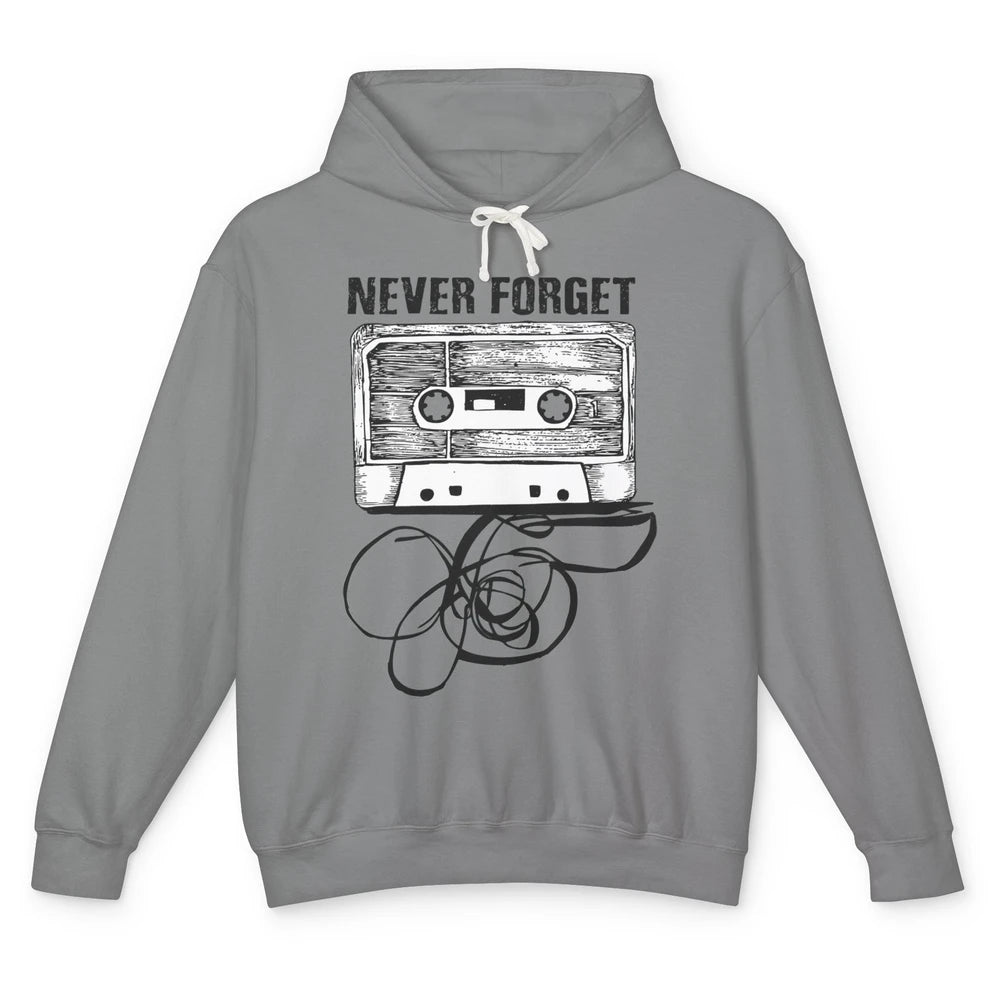 Retro 70s 80s 90s Never Forget Tape Cassette Pencil Music Unisex Lightweight Hoodie