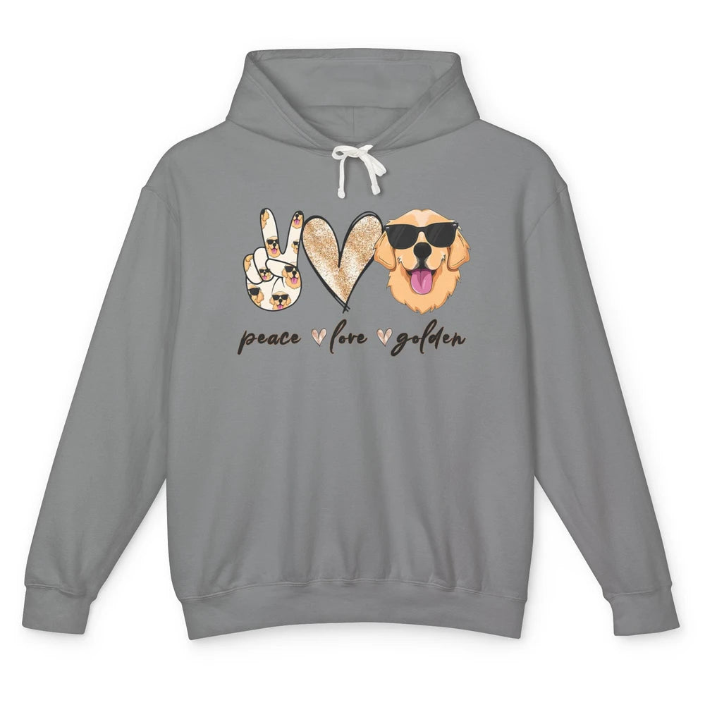 Peace Love Golden Dog Lover Golden Retriever Dad Mom Gift Unisex Lightweight Hoodie
