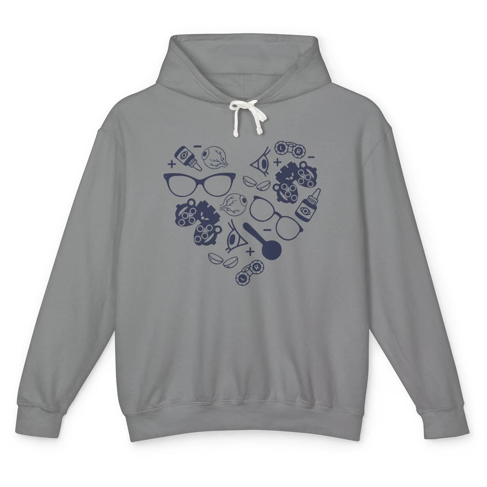 Optometrist Love Heart Symbols Optician Eye Doctor Gift Unisex Lightweight Hoodie