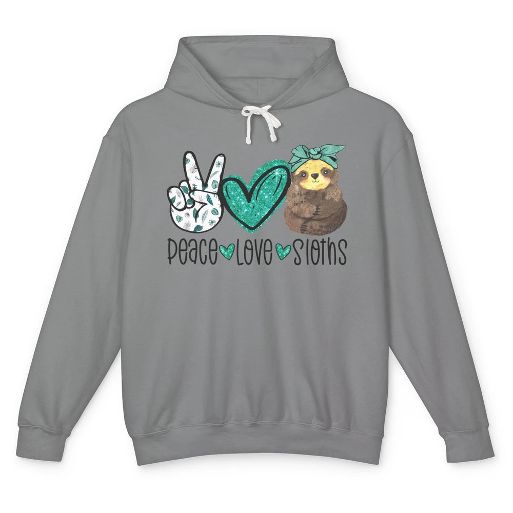 Peace Love Sloths Cute Baby Sloth With Bandana Sloth Lovers Unisex Lightweight Hoodie