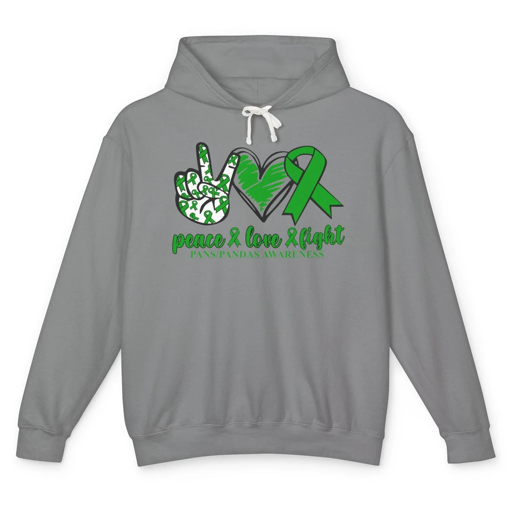 PANS/PANDAS Awareness Green Ribbon Peace Love Cure Unisex Lightweight Hoodie