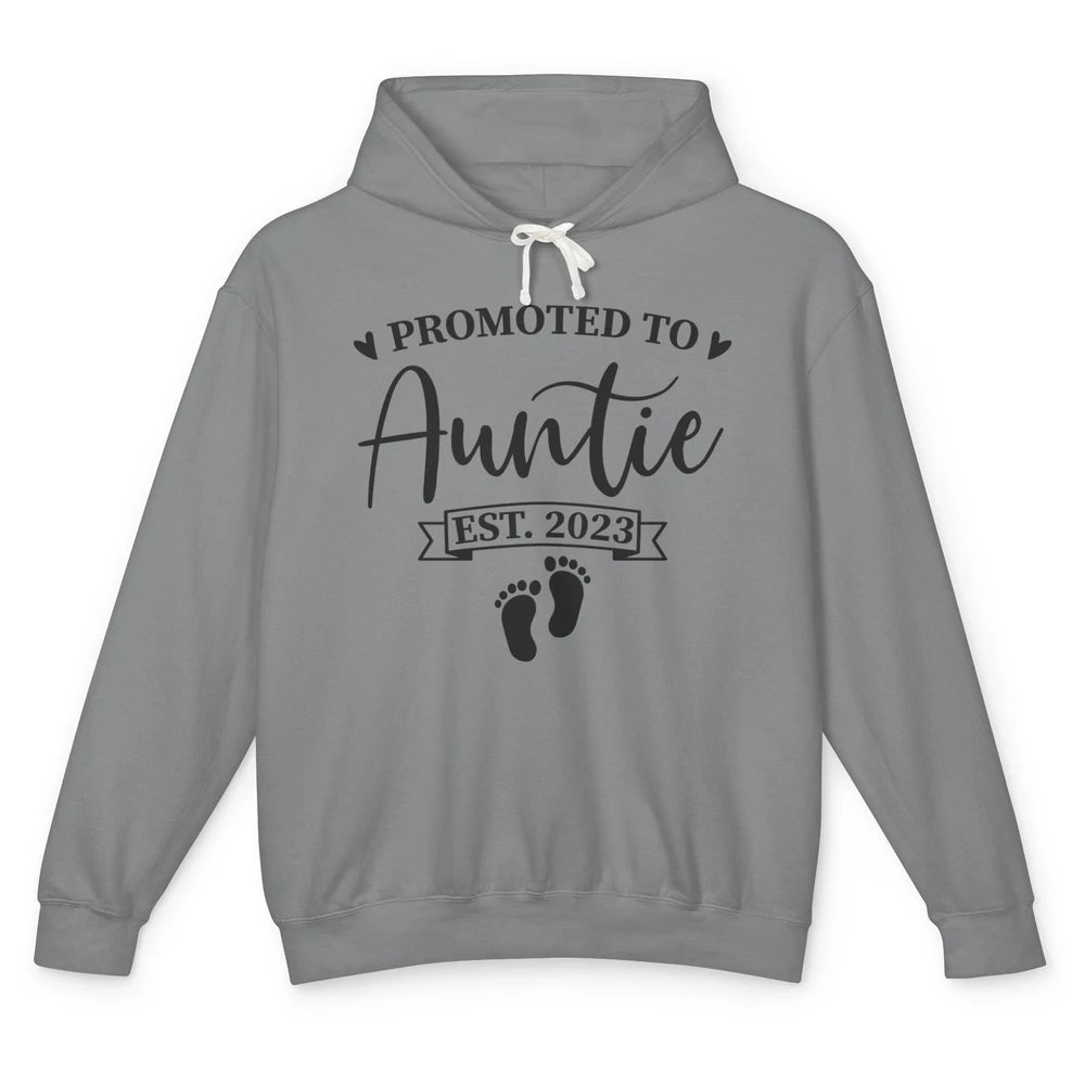 Promoted To Auntie Est 2023 Auntie To Be Baby Reveal Gift Unisex Lightweight Hoodie