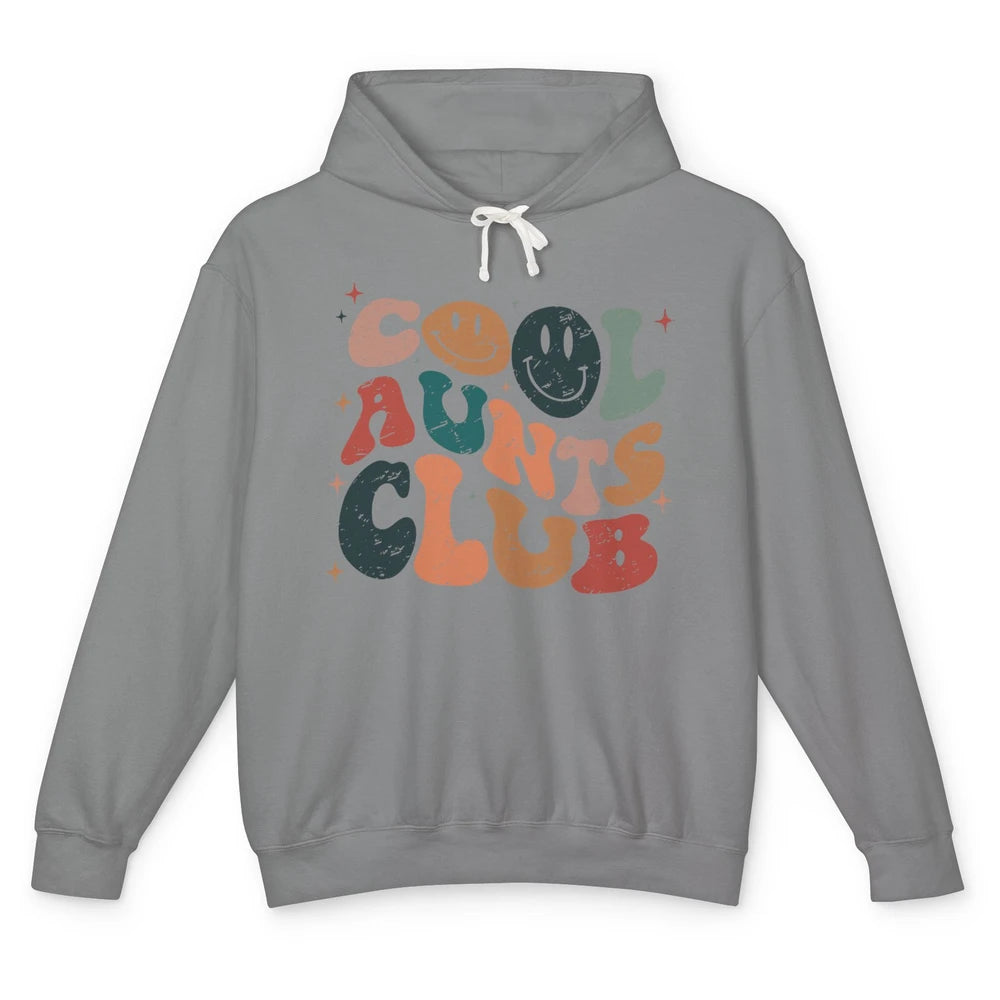 Retro Cool Aunts Club Funny Smiling Face Auntie Sister Gift Unisex Lightweight Hoodie