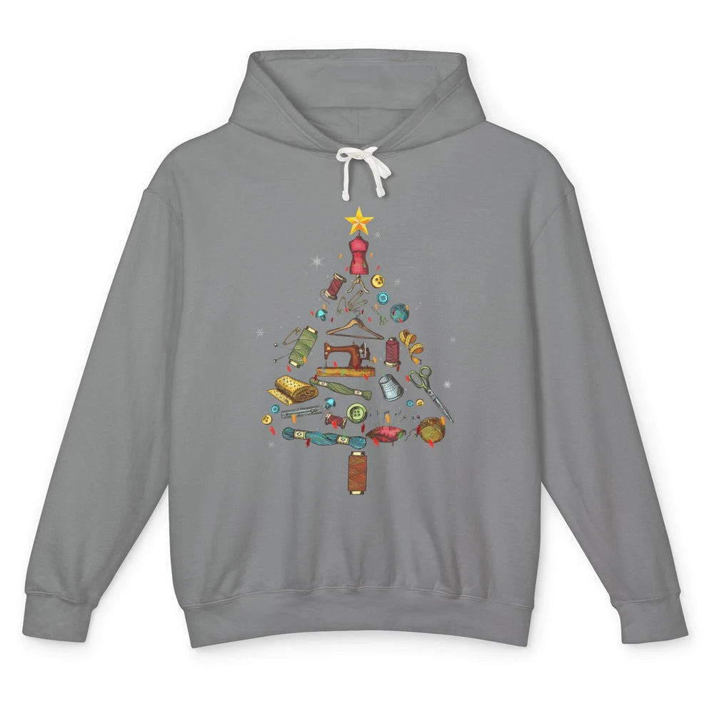 Merry Christmas Sewing Yarn Quilting Xmas Tree Sew Machine Unisex Lightweight Hoodie