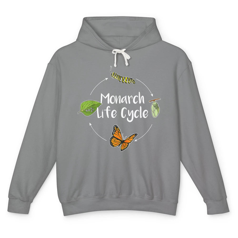 Monarch Life Cycle Cute Butterfly Caterpillar Humor Animal Unisex Lightweight Hoodie