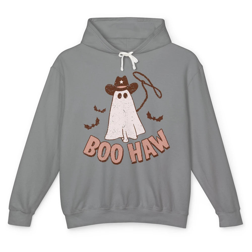 Retro Cowboo Boo Haw Ghost Fall Spooky Season Western Cowboy Unisex Lightweight Hoodie