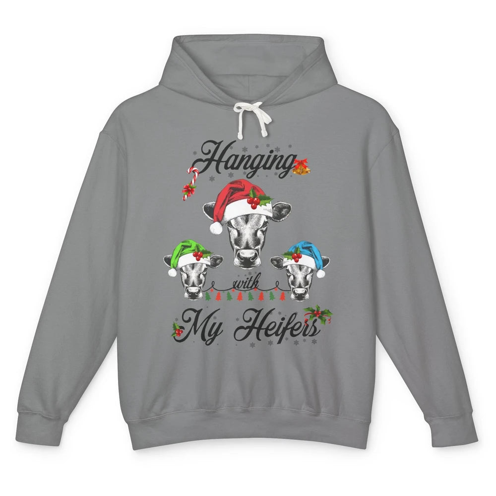 Funny Hanging With My Heifers Santa Heifer Christmas Costume Unisex Lightweight Hoodie