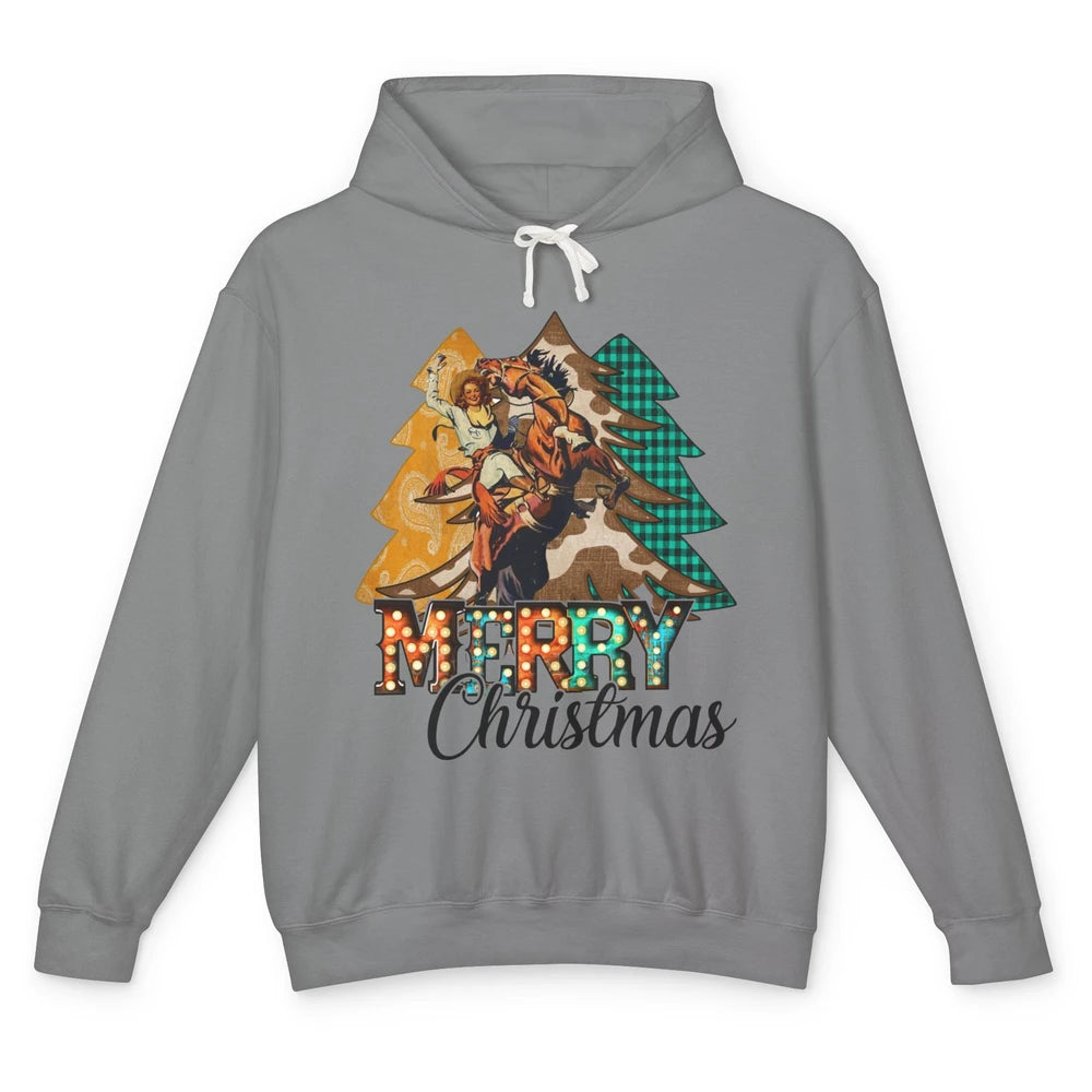 Rodeo Mom Cowgirl Christmas Tree Western Country Cowboy Gift Unisex Lightweight Hoodie