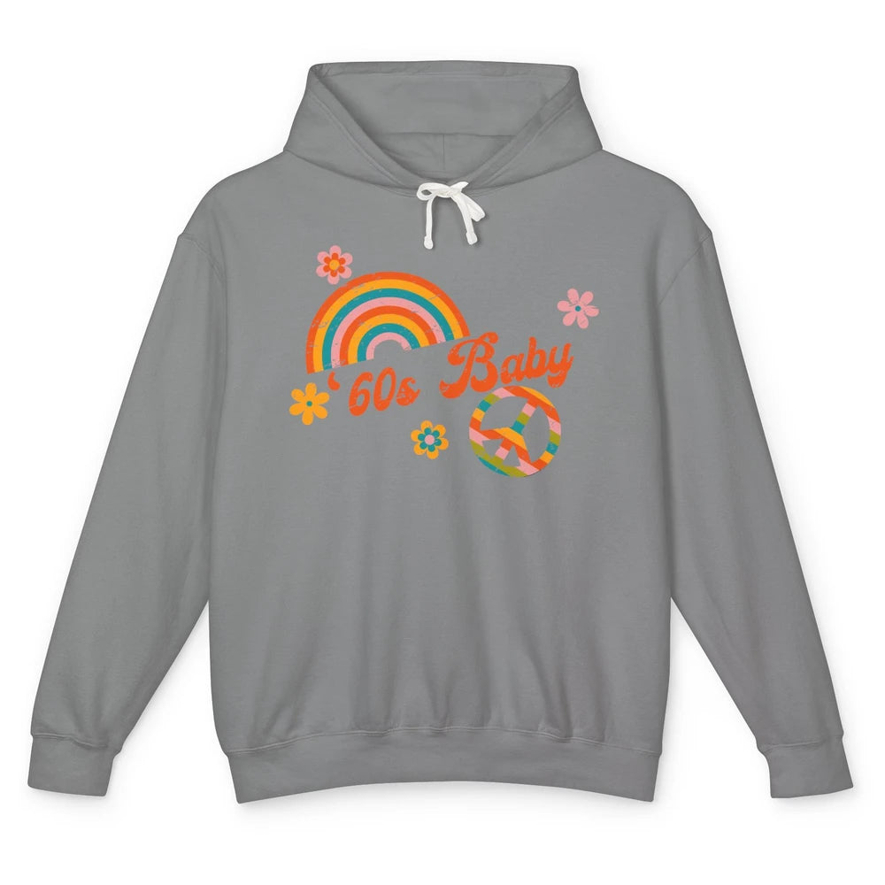 Retro Rainbow 60s Baby Made In 60s 1960s Born Birthday Day Unisex Lightweight Hoodie
