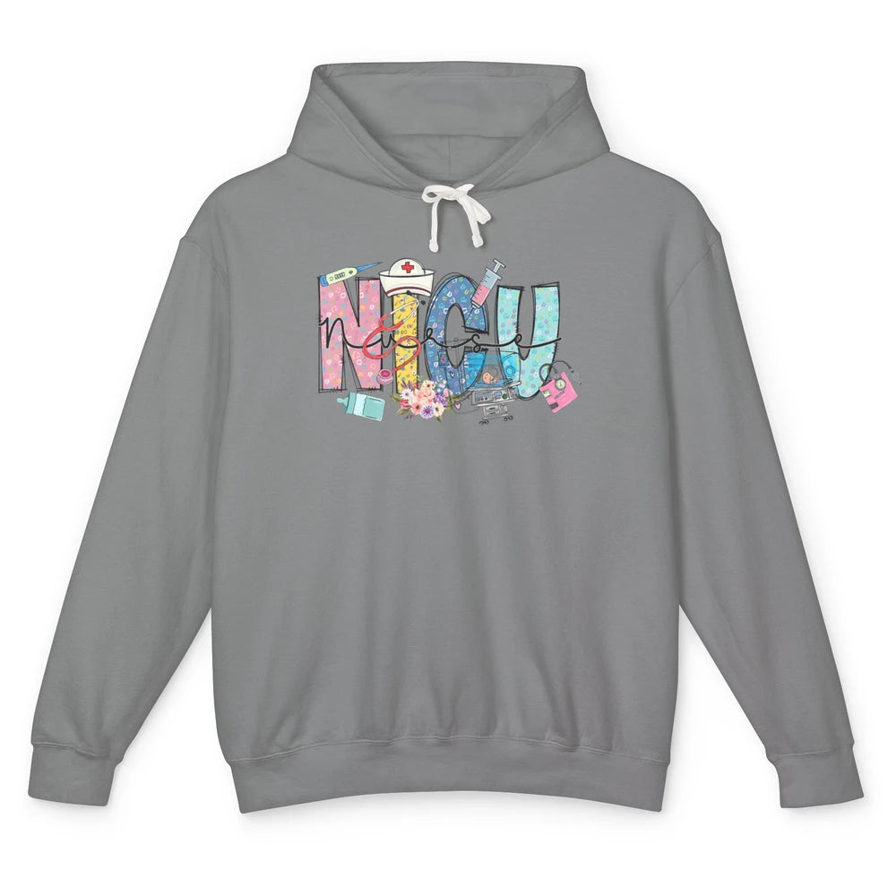 Nicu Nurse Registered Therapist Nursing Floral Leopard Care Unisex Lightweight Hoodie