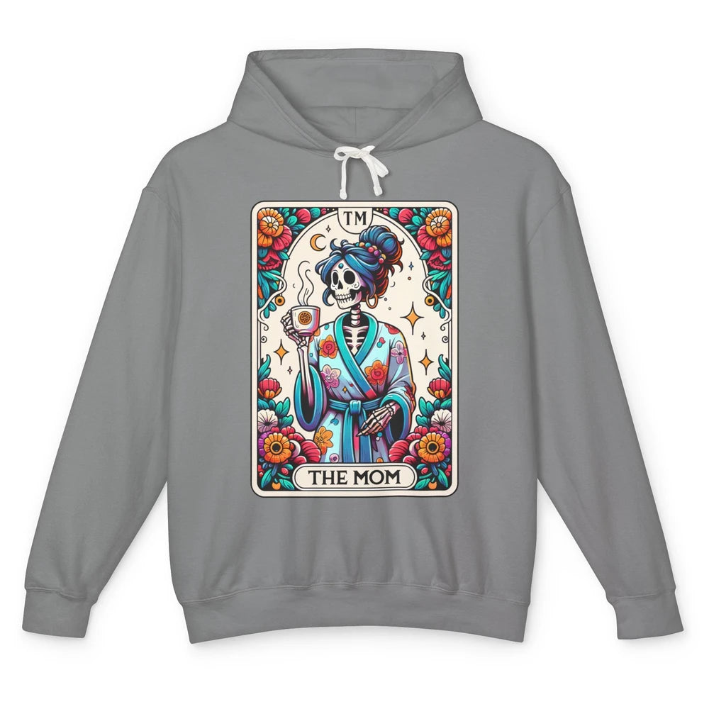 Retro Floral Skeleton The Mom Tarot Card Halloween Mom Life Unisex Lightweight Hoodie