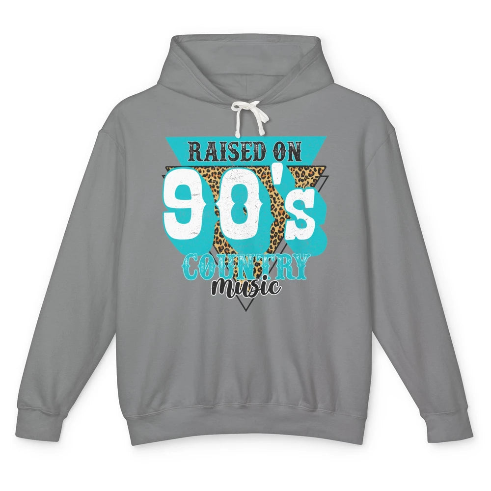 Retro Leopard Raised On 90s Country Music Western Cowgirl Unisex Lightweight Hoodie