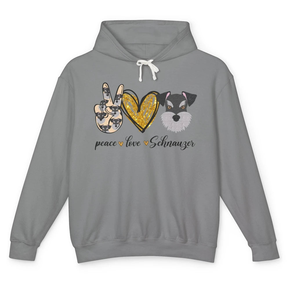 Peace Love Schnauzer Dog Lover Schnauzer Dad Mom Gift Unisex Lightweight Hoodie