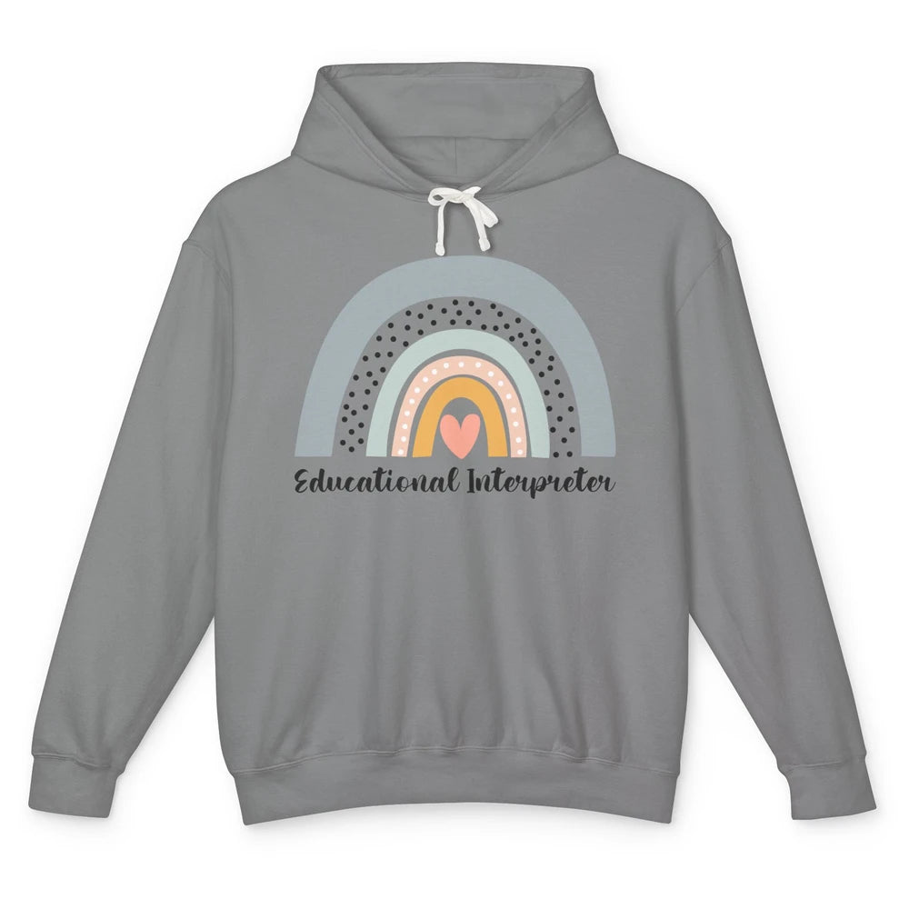 Retro Boho Rainbow Educational Interpreter Back To School Unisex Lightweight Hoodie