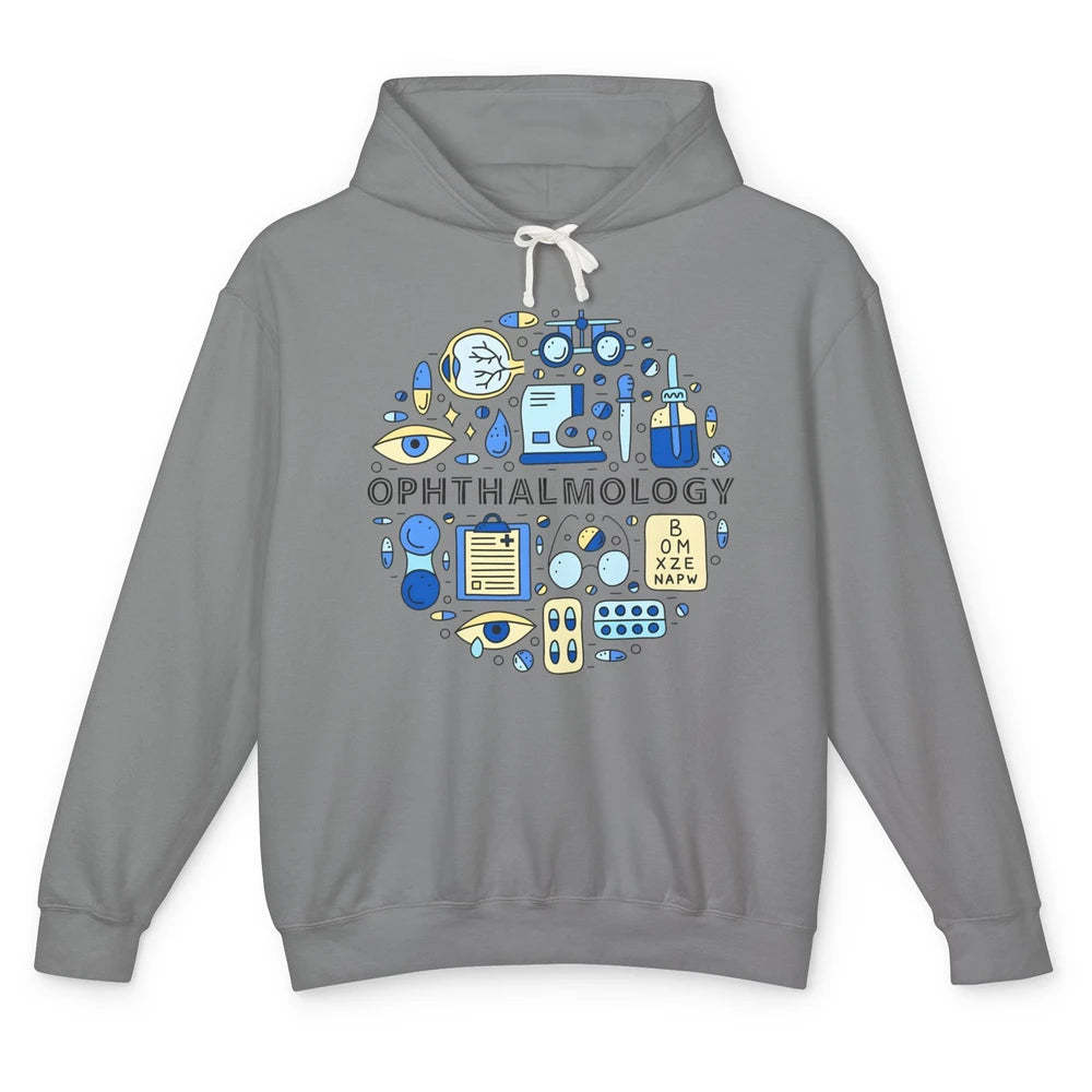 Optometrist Eye Chart Phoropter Symbols Ophthalmology Tech Unisex Lightweight Hoodie