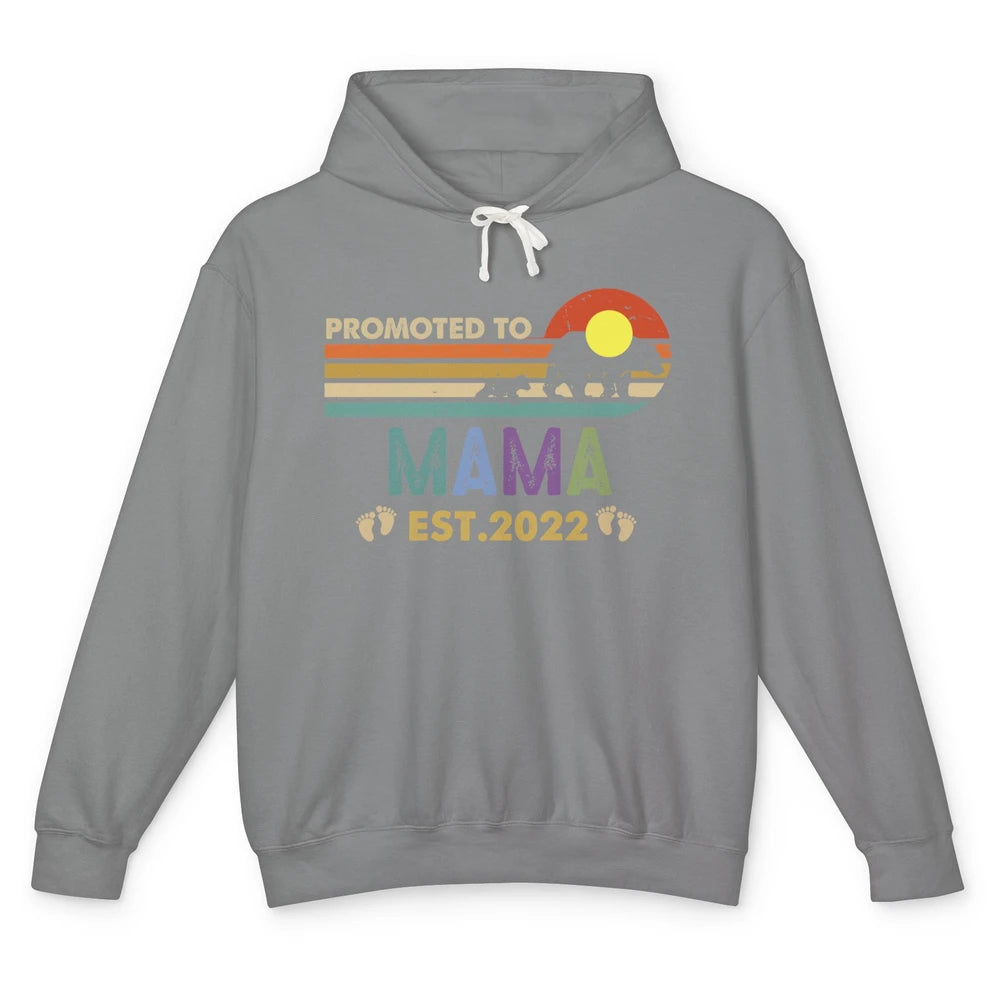 Retro Mama Bear Promoted To Mama Est 2022 First Mothers Day Unisex Lightweight Hoodie
