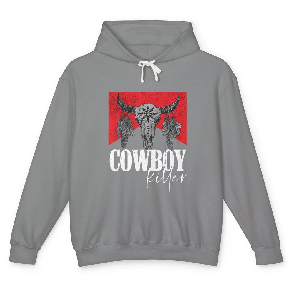Retro Cow Skull Cowboy Killer Punchy Bull Western Country Unisex Lightweight Hoodie