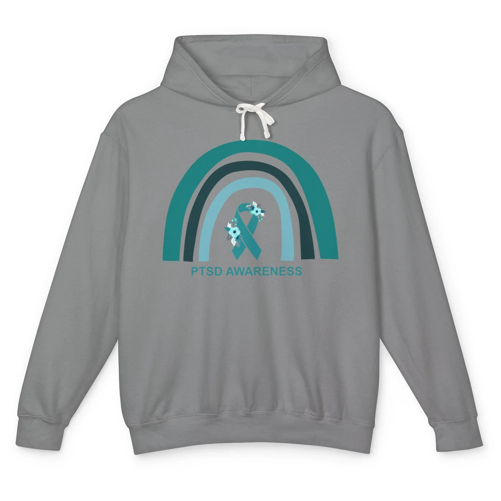 Post-traumatic Stress Disorder Awareness PTSD Teal Ribbon Unisex Lightweight Hoodie