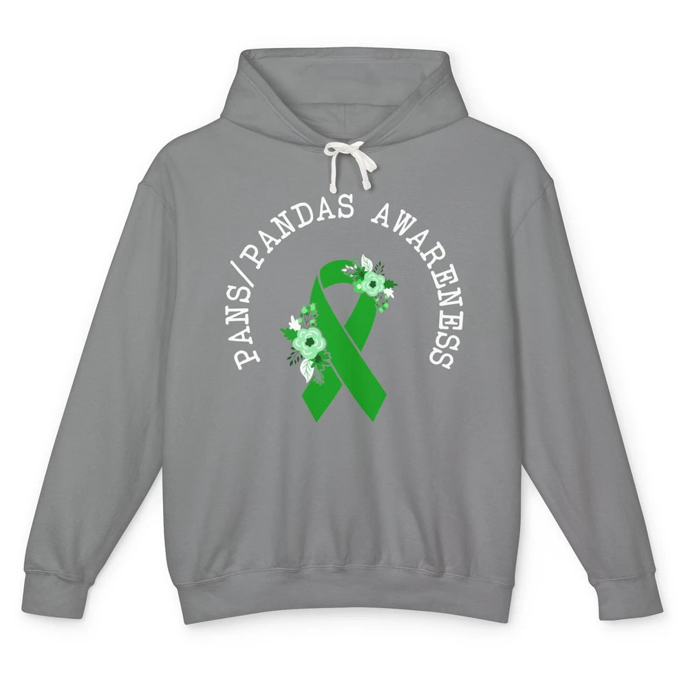 PANS/PANDAS Awareness Floral Green Ribbon Pans Disease Unisex Lightweight Hoodie