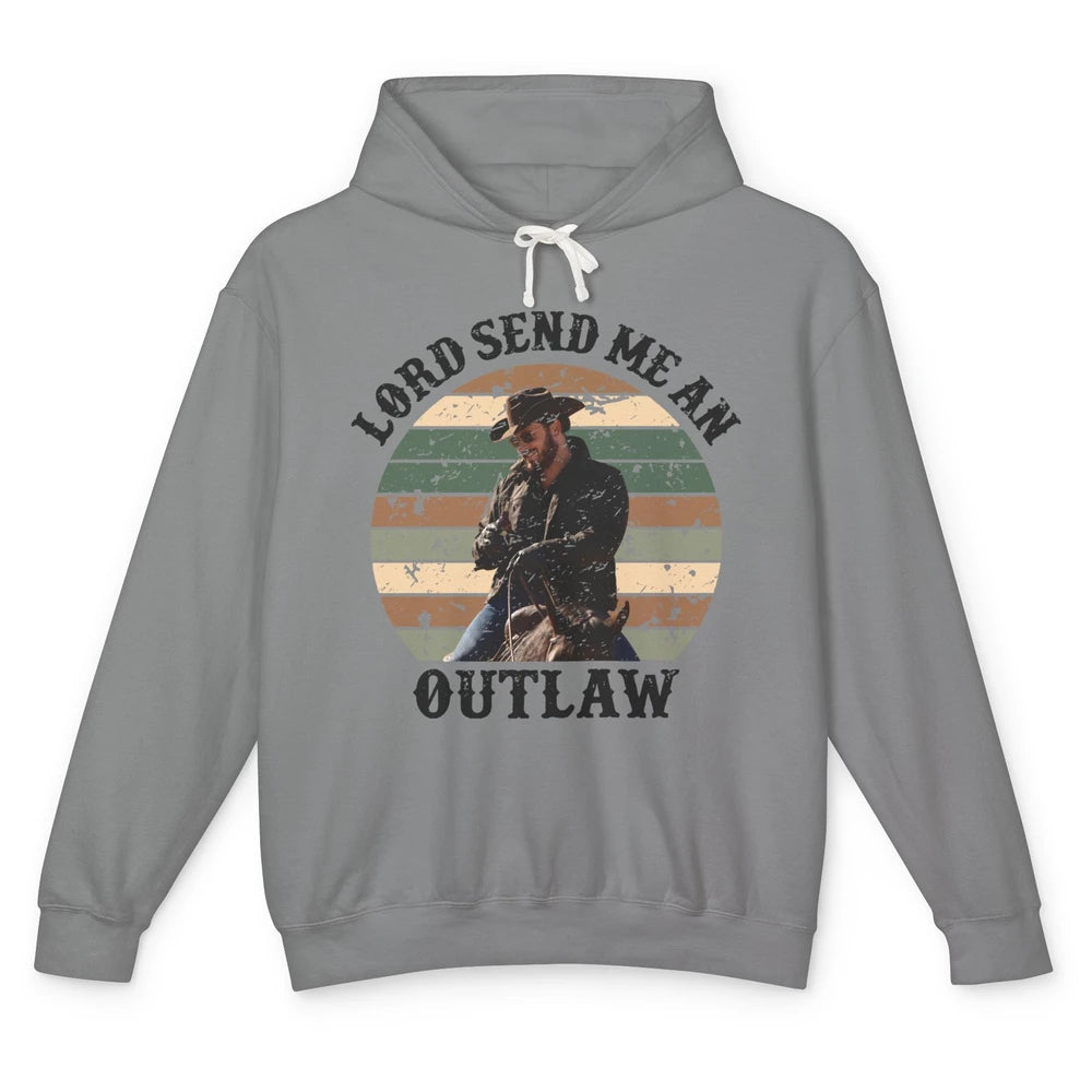 Retro Cowboy Horsing Lord Send Me An Outlaw Western Country Unisex Lightweight Hoodie