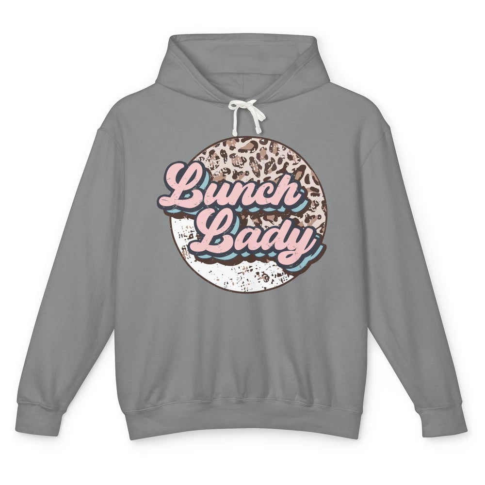 Retro Leopard Lunch Lady Cafeteria Life Lunch Lady Halloween Unisex Lightweight Hoodie