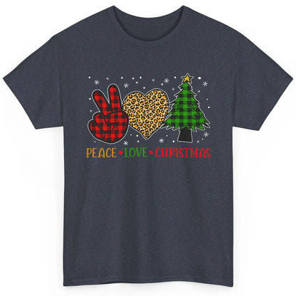 Peace Love Christmas Cute Christmas Heart Plaid Xmas Gift Classic Unisex T-Shirt