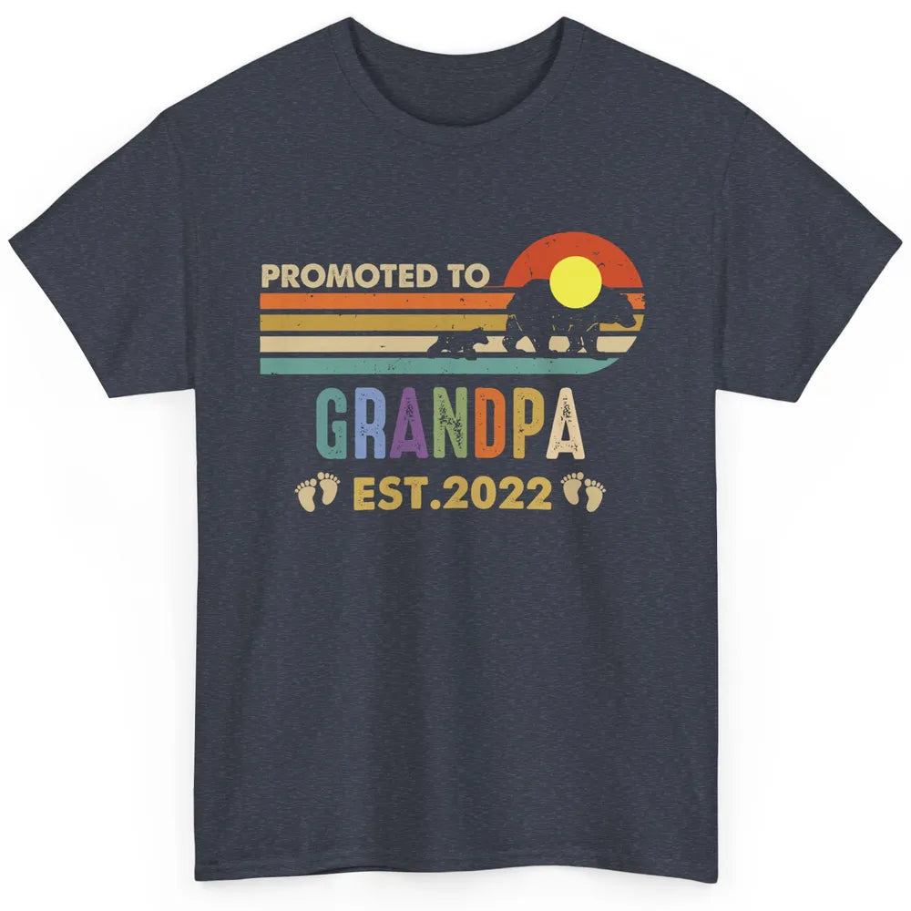 Retro Bear Sunset Promoted To Grandpa Est 2022 Grandpa Gift Classic Unisex T-Shirt