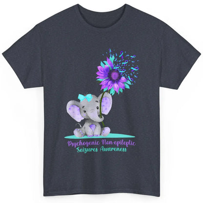 PNES Awareness Purple Teal Ribbon Sunflower Baby Elephant Classic Unisex T-Shirt